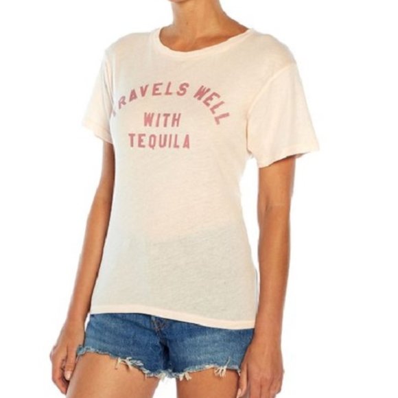Wildfox Travels Well with Tequila Keke Tee Pink - Picture 1 of 1